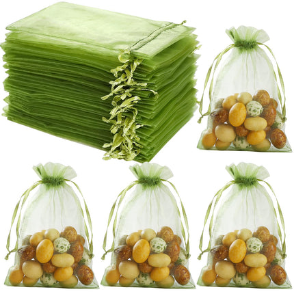 100PCS Sheer Organza Bags, White Wedding Favor Bags with Drawstring, 4x4.72 Jewelry Gift Bags for Party, Jewelry, Christmas, Mother's Day, Festival, Bathroom Soaps, Makeup Organza Favor Bags