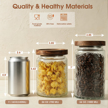Vintage Glass Jar with Lid, Airtight Candy Coffee Canister Food Storage