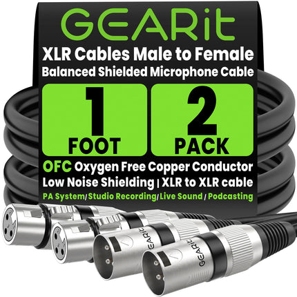 22AWG OFC XLR Cables 10 FT 6-Pack Male to Female for Live Bands
