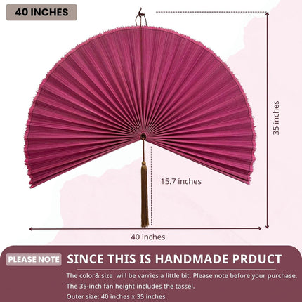 48-Inch Pink Bamboo Decorative Folding Fan Wall Art
