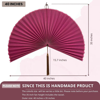 48-Inch Pink Bamboo Decorative Folding Fan Wall Art - photo 3