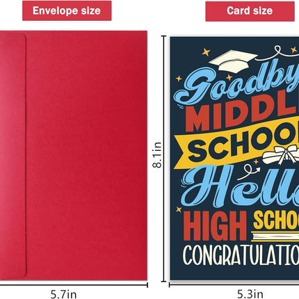 Funny Middle School Graduation Card Gift for Boys Girls Teenagers, Congratulations Card for Middle & High School Student, Proud of You Cards, Gift for 8th Grade Graduate