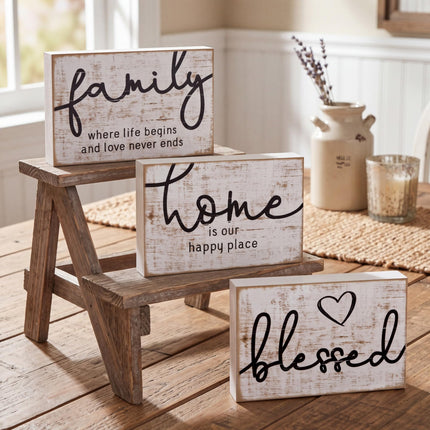 Mini Wooden Sign Farmhouse Shelf,Retro Color,4.25 x 2.76 x 0.59 in