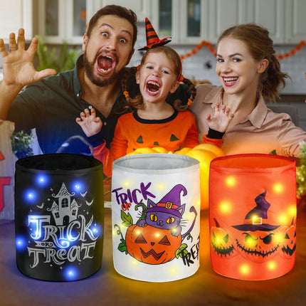 Halloween Trick or Bags with LED Lights 3 PACKS Light Up Buckets