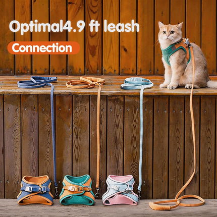Cat Harness and Leash, Cat Harness Escape Proof, Soft Adjustable Cat Leash Breathable Comfortable Vest Easy to Wear, Easy Walk Leash for Small Medium Cats Kittens for Indoor Outdoor (Green, M)