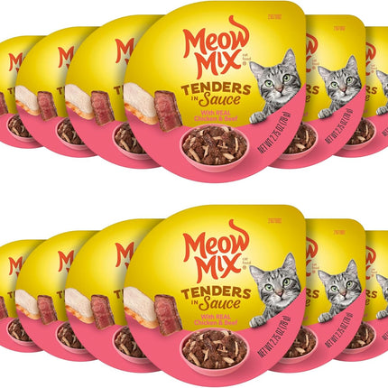 Meow Mix Tenders in Sauce Wet Cat Food, Chicken & Beef, 2.75 Ounce Cup (Pack of 12)