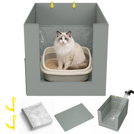 Waterproof Cat Litter Box Enclosure Splash Guard, 27.1"x21.6"x16.5"