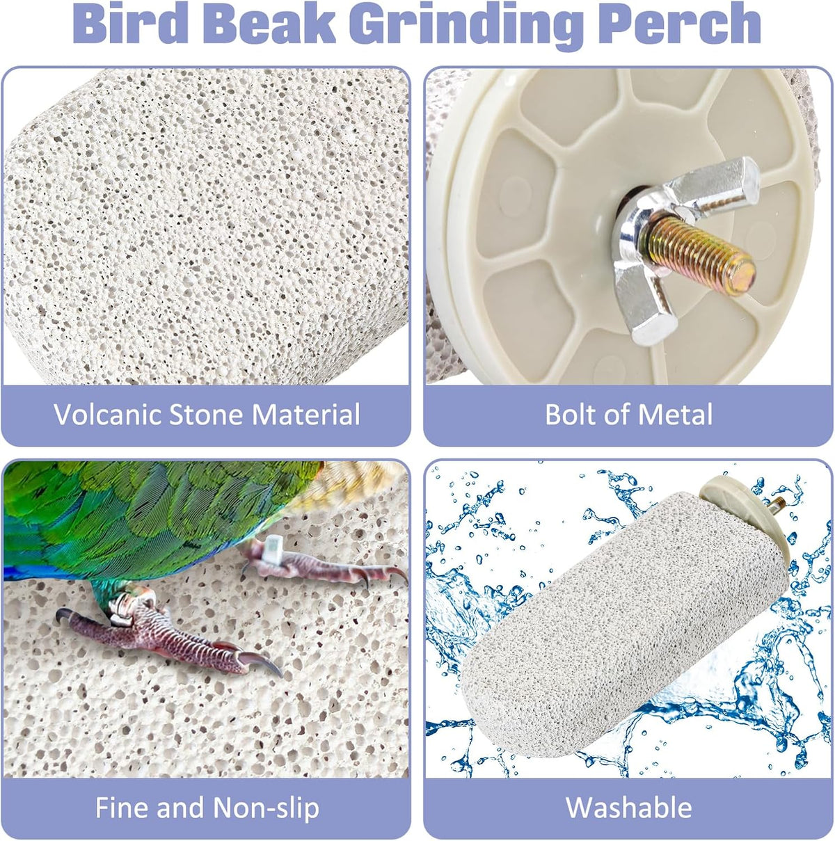 4 Pcs Large Natural Parrot Beak Grinding Stone Parakeet Chew Toy Calcium Parrot Perch Stand Bird Cage - photo 3