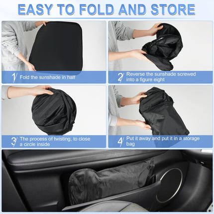 300T Universal Car Windshield Sun Shade, Foldable Reflective for Windshield & Window Shades with Overlapping Design, Car Interior Accessories (58" L x 32" W)