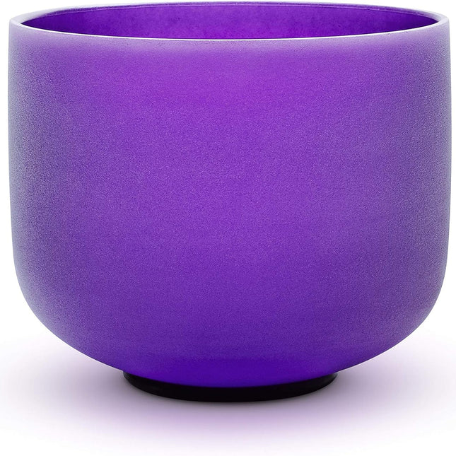 Purple B Note Crystal Singing Bowl Crown Chakra 8 inch with Suede Mallet