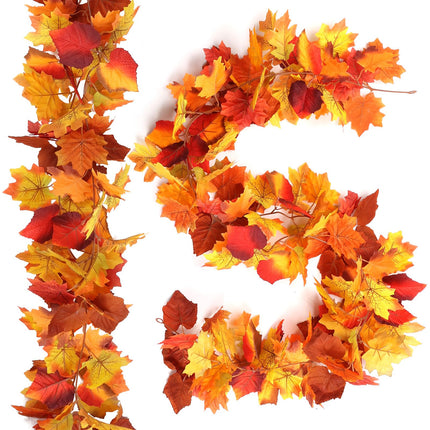 Paquete de 5 guirnaldas de hojas de otoño, decoraciones para el hogar