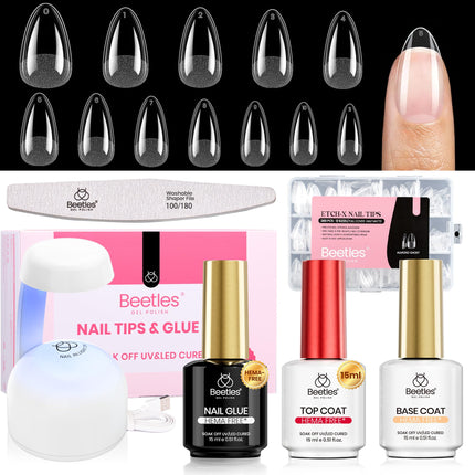 Soft Gel Nail Tips Short Almond 288pcs in 12 Sizes Etch-X