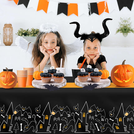 3 Pack Halloween Tablecloths,Disposable Plastic Tablecloths 54" x 108" Halloween Decorations,Plastic Table Cover for Birthday,Party Supplies,Holiday Table Cloth for Home,Dinner,Indoor,Outside