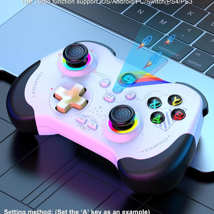 Joso Mobile Gaming Controller for iPad/iPhone/Tablet, Cloud Controller Remote Joystick for iOS/Android, Wireless Switch Controller with Macro Buttons/Hall-Rocker/Hall-Trigger - Starry Star White