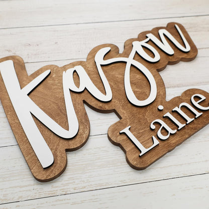 Wooden Name Sign for Nursery and Kids Room - Quinn Gloria - photo 2