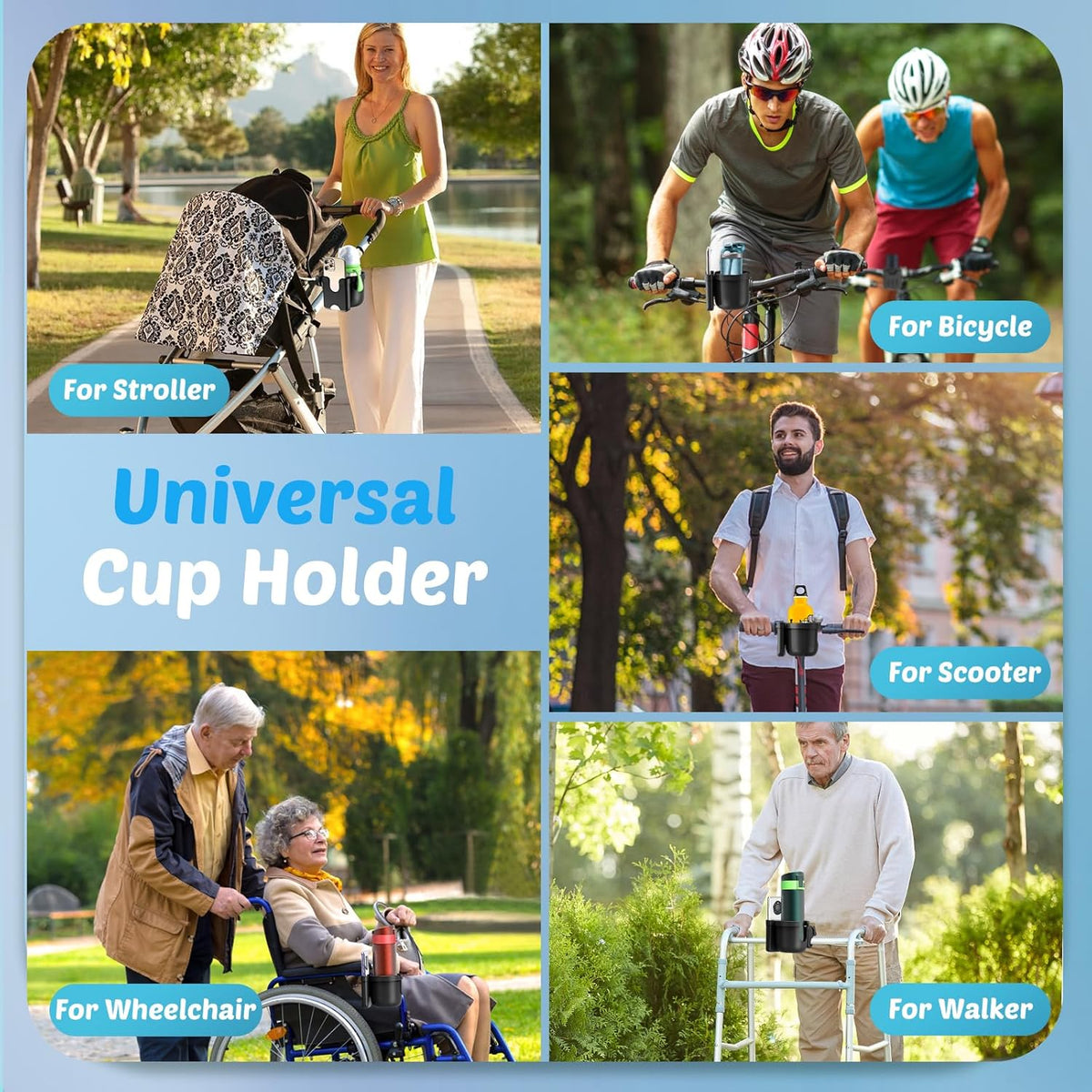 Cup Holder for Walker: Stroller Cup Holder Attachment with Phone Holder, Wheelchair/Stroller Accessories - photo 2