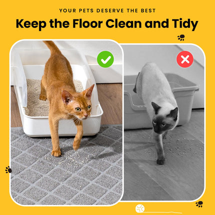 Cat Litter Mat Litter Trapping Mat, Premium Durable PVC Grid Mesh with Scatter Control, Non-slip, Less Waste Cat Litter Box Mat, Soft on Kitty’s Paws, Urine Waterproof, 24" x 17" Grey