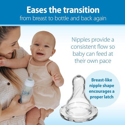 Dr. Brown's Natural Flow Anti-Colic Options+ Narrow Baby Bottle, 2 oz/60 mL, with Preemie Flow Nipple, 0m+, 4 Pack