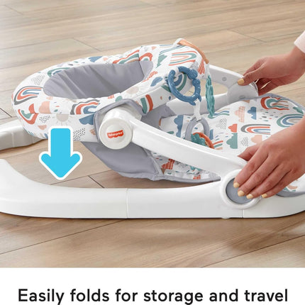 Fisher-Price Portable Baby Chair Sit-Me-Up Floor Seat with Developmental Toys & Machine Washable Seat Pad, Rainbow Showers