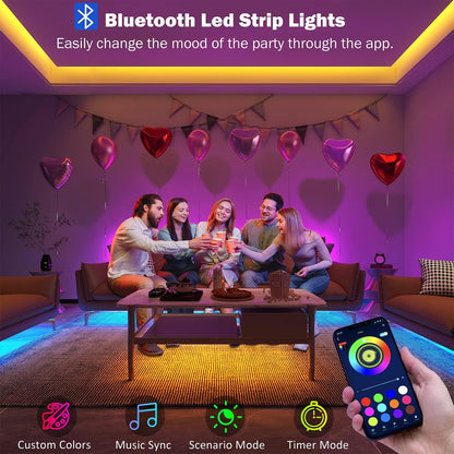 100 ft RGB LED Strip Lights with Music Sync, Remote and Bluetooth App Control - photo 2
