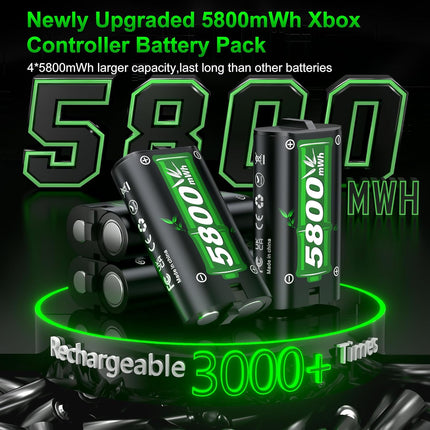 Rechargeable Battery Pack for Xbox with Charger, 4x5800mWh Fast Charging Rechargeable Battery Packs for Xbox Controller Batteries for XboxOne Series X|S,One S/X,Games > Xbox One > Consoles