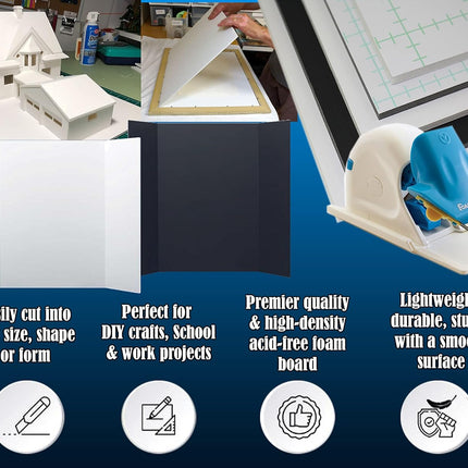 Foam Board 16x20 25PK Foam Core Boards 3/16 Thick Foam Poster Board White Foamboard 16x20 Large Acid Free Foamcore Sheets, Polystyrene Rigid Foamboard Large Foamcore Backing for Backdrop, Display