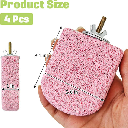BNOSDM 4 Pcs Bird Beak Grinding Stone Chew Toy Parrot Calcium Perch Bird Stand Platform Parakeet Cage Accessories for Budgies, Cockatiels, Conures, Lovebirds, Finch (Pink)