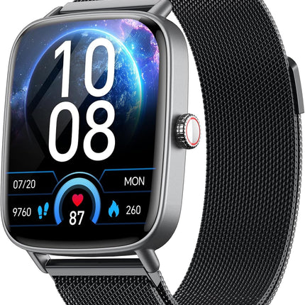 Smart Watch for Women, 1.85" HD Smartwatch Compatible iPhone/Samsung/Android (Answer/Make Calls), 100+ Sport Modes Fitness Tracker with Heart Rate/Sleep/SpO2 Monitor, IP68 Waterproof, Metal Band
