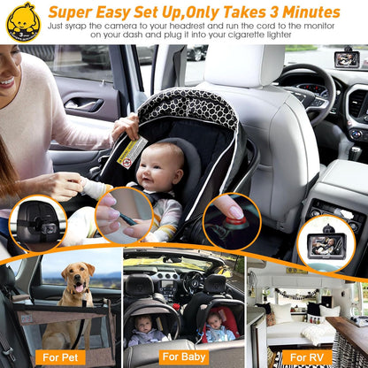 Baby Car Camera HD 1080P Rear-Facing Monitor with Night Vision - photo 2