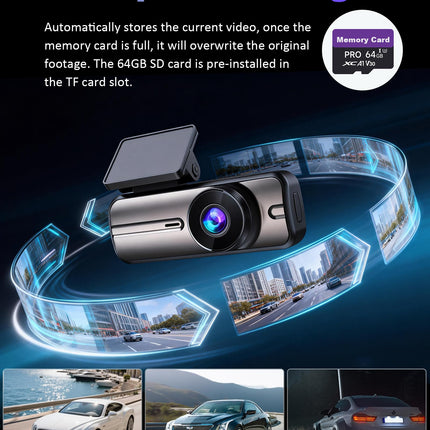 Dash Cam Front and Rear 4K+1080P, 5GHz WiFi, App Control, with 64GB Card