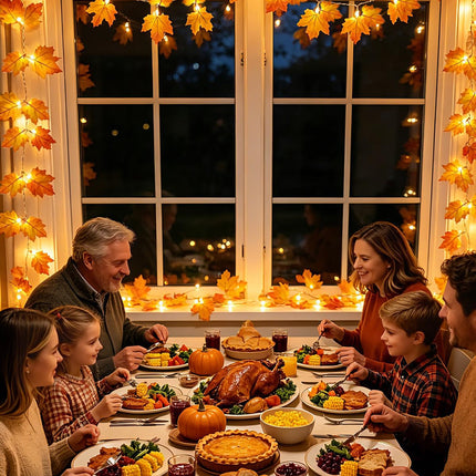 2-Pack Lighted Fall Garland, Total 16.4ft 40 LED Autumn String Lights