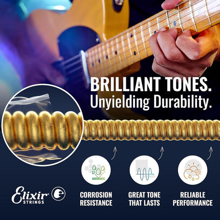 Elixir Strings - Nickel Plated Guitar Strings with OPTIWEB Coating - Elixir Electric Guitar Strings - 3 Pack, Light 10-46