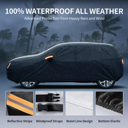 Multi-Layer Car Cover Custom Fit for Honda CR-V (1995-2026), 100% Waterproof All Weather for Automobiles, Gift with Towel, Heavy Duty Car Covers for Rain Sun UV Protection with Door Zipper.