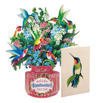 Pop Up Cards, Hummingbird Oasis, 12 Inch Life Sized Forever Flower Bouquet 3D Popup Greeting Card - photo 9