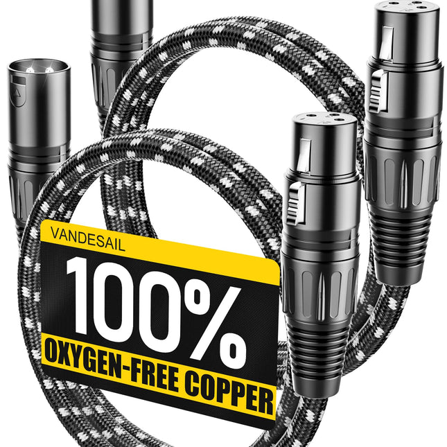 XLR Cables 3ft 2 Pack,Short Microphone Cable OFC Noise Reduction