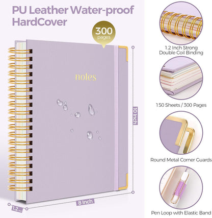 Hardcover Spiral Notebook, 300 Pages 8" x 10" College Ruled Notebook for Work with Dividers & Pockets, 5 - photo 2