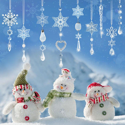 21Pcs Christmas Decorations for Xmas Tree Decor Clear Crystal Ornaments