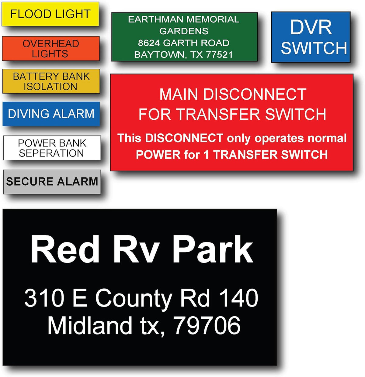 Engraved Electrical Panel Labels and Plastic Tags