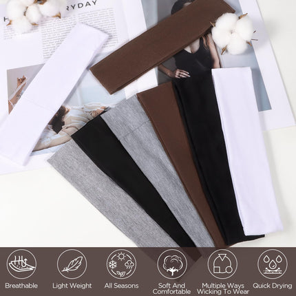 Diademas para mujer, 8pcs bandas de tela de algodón suave elásticas antideslizantes para deporte, entrenamiento, yoga y running