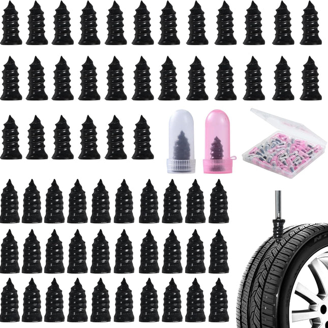 60-Piece Screw-In Tire Repair Plug Kit for Cars and Motorcycles