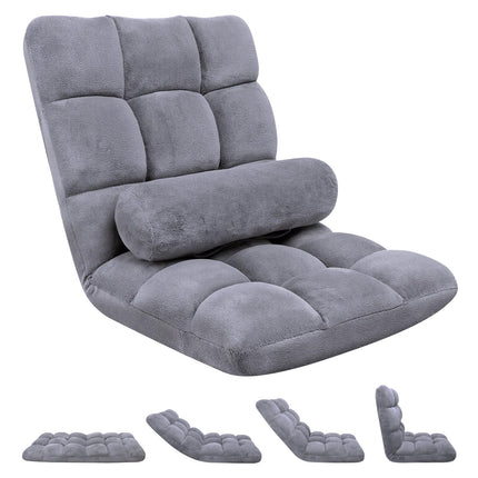 Folding Floor Chair with Back Support, 6 Adjustable Position