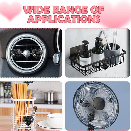 4PCS Heart-Shaped Car Vent Clips with Rhinestone,Bling Air Vent Clips Car Decorations,Premium Shiny Car Clips for Vents Accessories Interior (Black)