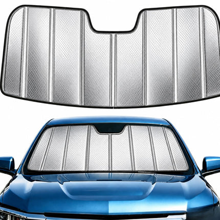 Windshield Sun Shade for Chevrolet Silverado/GMC Sierra 1500/2500HD/3500HD for 2019-2026, Foldable 3-Layer High Reflective Silver Sunshade, Blocks UV Rays & Reduces Cabin Heat