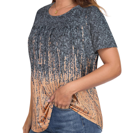 Womens T Shirts Short Sleeve Tops Casual Summer Flowy Scooped Neck Blouses