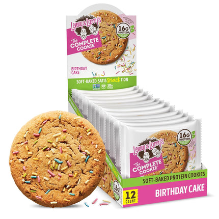 Lenny & Larry's Protein Cookie, [Birthday Cake], Chewy Soft Baked, 16g Plant Protein, Vegan, Non-GMO, High Fiber, 4 Ounce Cookie (Pack of 12)