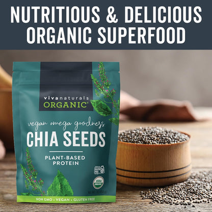 Organic Chia Seeds, 1 lb, 16 Oz – Plant-Based Omega-3 and Vegan Protein, Gluten Free & Non-GMO, Perfect - photo 3