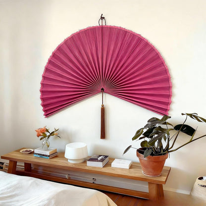 48-Inch Pink Bamboo Decorative Folding Fan Wall Art - photo 4