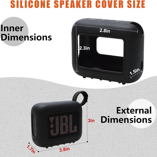 Cover Case Compatible with JBL GO 4 Speaker, Soft Silicone Cover Case for JBL GO 4 Speaker, Black - photo 2