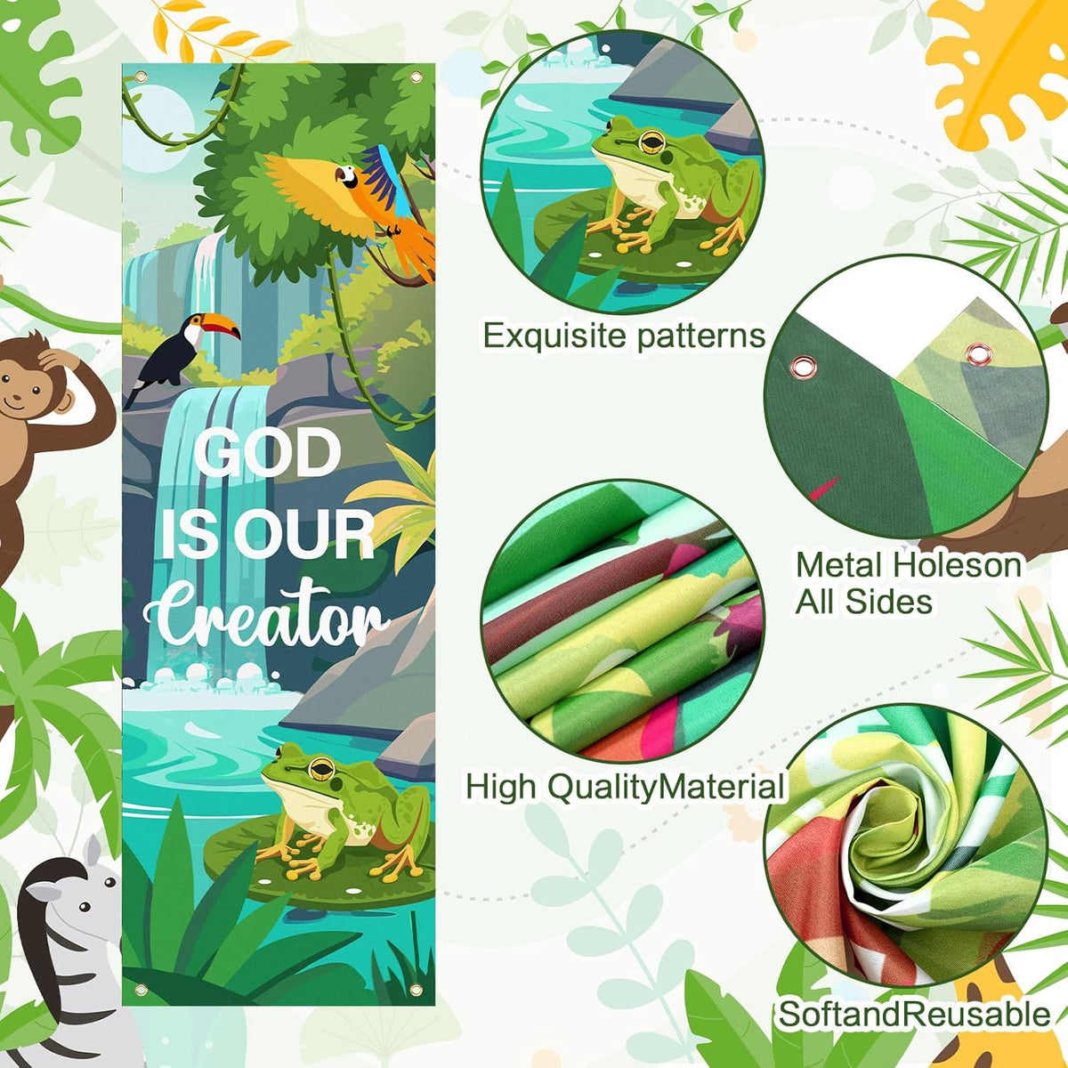 4-Piece Rainforest Waterfall Banners, 72 x 24 in - photo 3