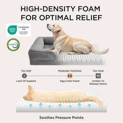 Bedsure Orthopedic Dog Beds Large Sized Dog - Washable Large Dog Cat Bed Waterproof, Comfort Dogs Couch Sofa with Washable Removable Cover, Pet Bed with Nonskid Bottom, Grey, 35"